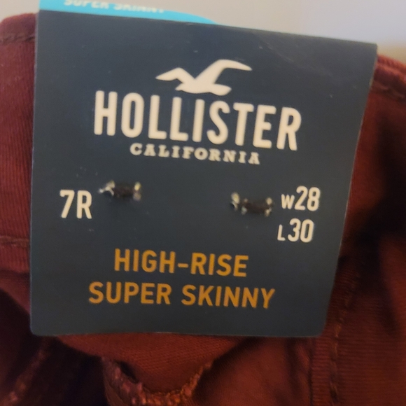 NWT jeans Hollister classic stretch high rise bodycon maroon burgundy denim 7 - Picture 5 of 6